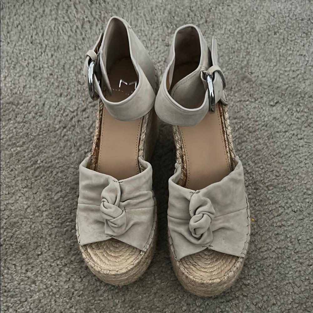 Marc Fisher Cream Espadrille Sandals with Bow Detail